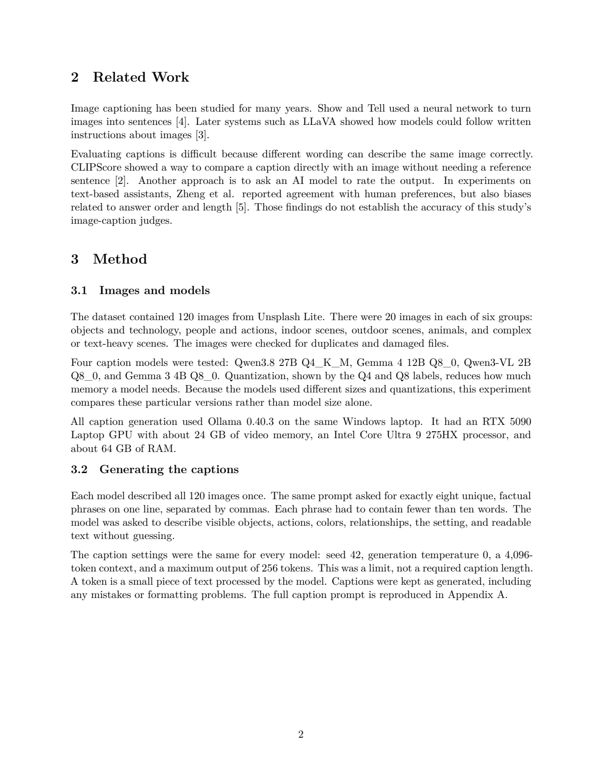Page 2 of 11 of Image Captioning on a Laptop: Comparing the Quality and Efficiency of Local AI Models